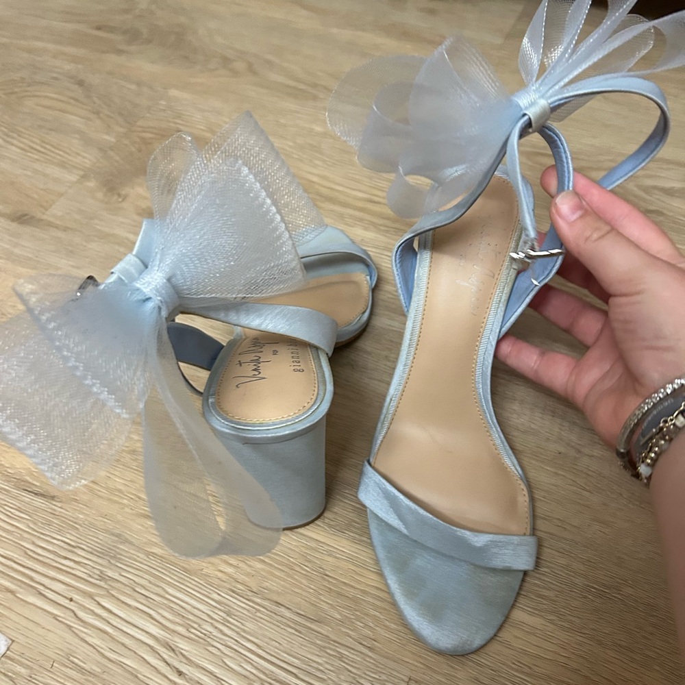 Gianni Bini Light Blue Heels with Sheer Bow